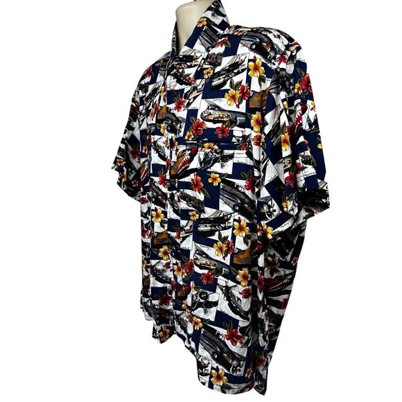 Cruizin Wear Vintage War Planes Button Front Shirt All Over Print XL Pocket USA - Picture 2 of 8